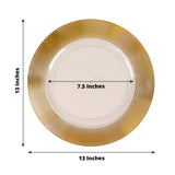 Clear / Gold Lined Rim Wedding Charger Plates, Round Plastic Serving Plates with Elegant Ringed Rim