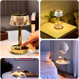 Clear Gold Mushroom LED Crystal Table Lamp Night Light with Touch Control, 9inch Color Changing