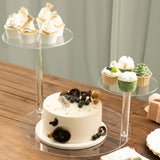 23inch Clear 3-Tier Plastic Spiral Pedestal Cake Stand, Round Cupcake Display Riser