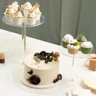 Versatile and Stylish White Round Footed Reusable Plastic Pedestal Cake Stands
