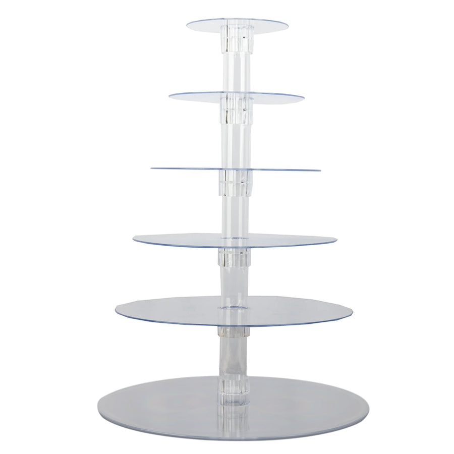 6-Tier Clear Round Acrylic Cupcake Tower Stand, Heavy Duty Cake Stand Dessert Display Film#whtbkgd