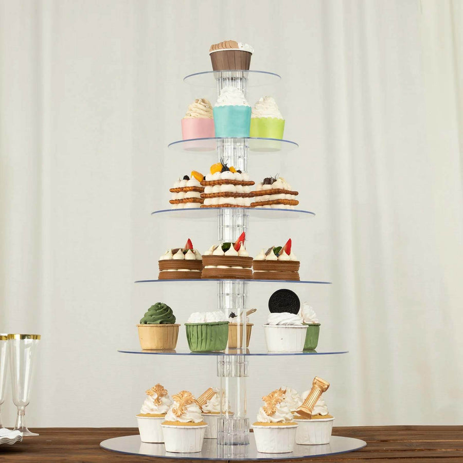 6-Tier Clear Round Acrylic Cupcake Tower Stand, Heavy Duty Cake Stand Dessert Display Film