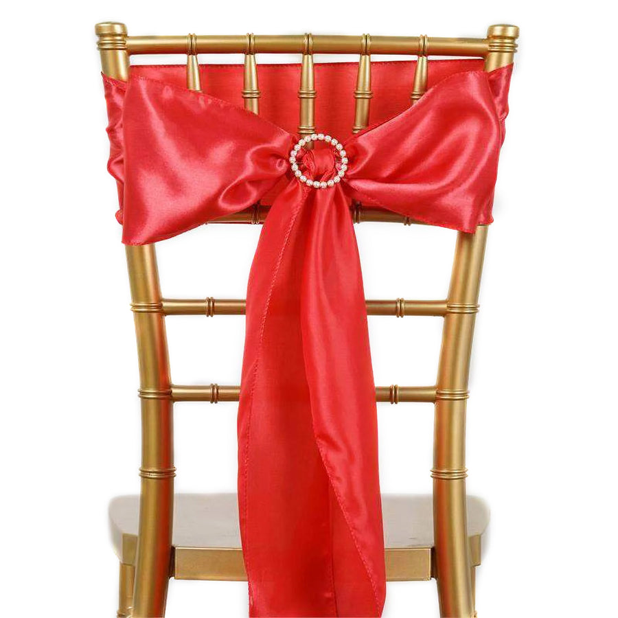 5pcs Coral SATIN Chair Sashes Tie Bows Catering Wedding Party Decorations - 6x106"