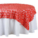 72x72" CORAL Lace Overlay with Rosette Flowers For Party Wedding Table Decoration
