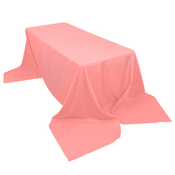 90"x156" Coral Seamless Polyester Rectangular Tablecloth for 8 Foot Table With Floor-Length Drop