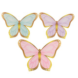 12 Pcs Pastel Color 3D Butterfly Party Decorations with Metallic Gold Foil Accents, Cardstock Paper Butterfly Table Centerpieces - 10",12"