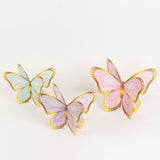 12 Pcs Pastel Color 3D Butterfly Party Decorations with Metallic Gold Foil Accents, Cardstock Paper Butterfly Table Centerpieces - 10",12"