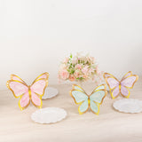 12 Pcs Pastel Color 3D Butterfly Party Decorations with Metallic Gold Foil Accents, Cardstock Paper Butterfly Table Centerpieces - 10",12"