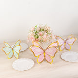 12 Pcs Pastel Color 3D Butterfly Party Decorations with Metallic Gold Foil Accents, Cardstock Paper Butterfly Table Centerpieces - 10",12"