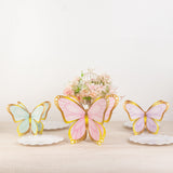 12 Pcs Pastel Color 3D Butterfly Party Decorations with Metallic Gold Foil Accents, Cardstock Paper Butterfly Table Centerpieces - 10",12"