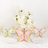 12 Pcs Pastel Color 3D Butterfly Party Decorations with Metallic Gold Foil Accents, Cardstock Paper Butterfly Table Centerpieces - 10",12"