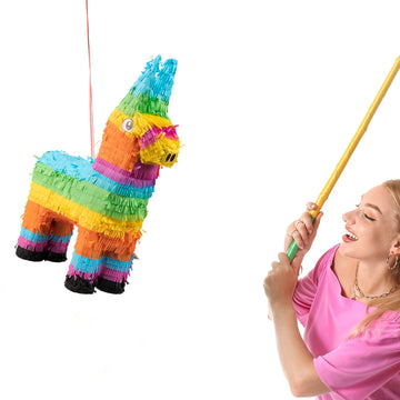 Rainbow Llama Pinatas for Fiesta Party Decorations, Mexican Theme Colorful Paper Donkey Cinco de Mayo Pinatas - 16"x22"