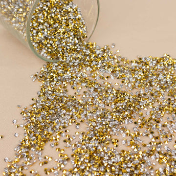 14400 Pcs Gold Silver Rhinestones Wedding Table Scatters, Faux Diamond Gems Vase Fillers - 3mm