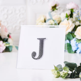 Add Glamour to Your Crafts with 4" Black Decorative Rhinestone Alphabet Letter Stickers