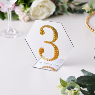 Add a Touch of Glamour to Your Party Decor with 4" Gold Decorative Rhinestone Number Stickers