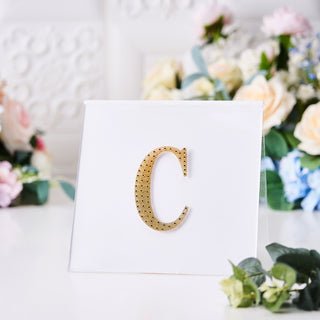 Add a Touch of Gold Elegance with 4" Gold Rhinestone Alphabet Letter Stickers