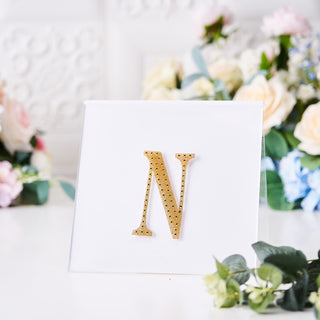 Create a Glitzy and Glamorous Atmosphere with 4" Gold Decorative Rhinestone Alphabet Letter Stickers