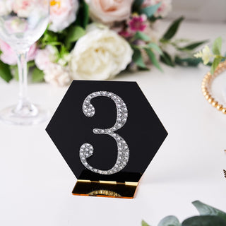 Add a Touch of Elegance to Your Event with 4" Silver Decorative Rhinestone Number Stickers