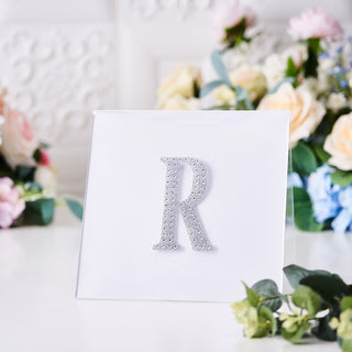 Add a Touch of Glamour to Your Decor with 4" Silver Decorative Rhinestone Alphabet Letter Stickers