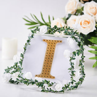 6" Gold Decorative Rhinestone Alphabet Letter Stickers for DIY Crafts - I