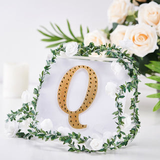 Create a Stunning Event Decor with 6" Gold Decorative Rhinestone Alphabet Letter Stickers - Q