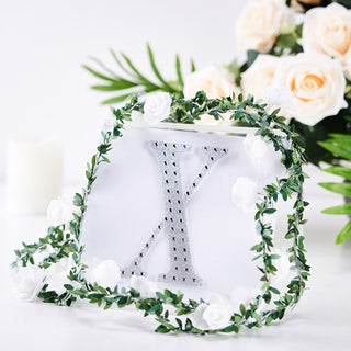 Add a Touch of Regal Radiance with 6" Silver Decorative Rhinestone Alphabet Letter Stickers - X