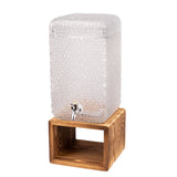 2 Gallon Clear Hammered Glass Drink Dispenser with Wooden Stand#whtbkgd