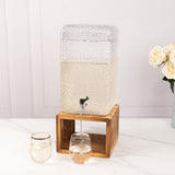 2 Gallon Clear Hammered Glass Drink Dispenser with Wooden Stand