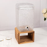 2 Gallon Clear Hammered Glass Drink Dispenser with Wooden Stand