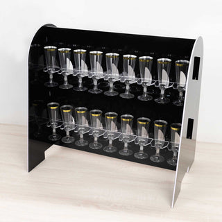 Enhance Your Event Decor with the Glossy Black 2-Tier Champagne Glass Holder