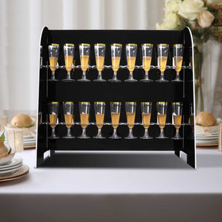 Glossy Black 2-Tier Wine Glass Rack: Organize and Display Your Glassware in Style