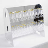25" Silver Mirror Finish 18 Champagne Glass Display Stand, 2-Tier Table Top Cocktail Rack