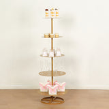 5 Tier Round Gold Metal Cupcake Holder Dessert Display Stand, Tall Champagne Tower Floor Stand
