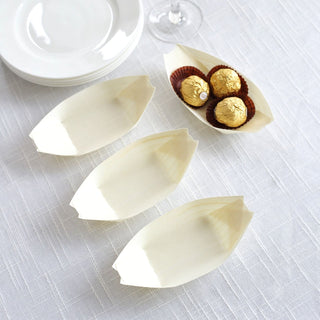 Natural Biodegradable Wooden Boat Shaped Food Plates - Rustic Charm for Your Culinary Creations