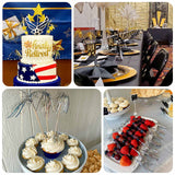 100 Pack Gold Firework Frills Cake Toppers, Cupcake Decoration Picks, Bamboo Cocktail Sticks