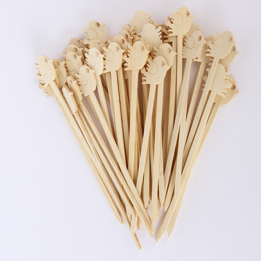 100 Pack Natural Eco Friendly Bird Bamboo Skewers Cocktail Picks 5inch Biodegradable Fruit Appetizer