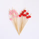 100 Pack Red Pink Eco Friendly Bamboo Heart Skewers Cocktail Sticks, 5inch Biodegradable Fruit