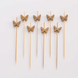 100 Pack Natural Eco Friendly Butterfly Cocktail Sticks