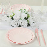 20 Pack Biodegradable Salad Plates in Blush – 7inch Swirl Scalloped Pastel Color Composable