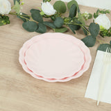 20 Pack Biodegradable Salad Plates in Blush – 7inch Swirl Scalloped Pastel Color Composable