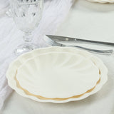 20 Pack Biodegradable Salad Plates in Cream – 7inch Swirl Scalloped Pastel Color Composable