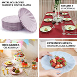 Swirl scalloped dessert and dinner plates in pastel colors