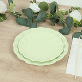 20 Pack Biodegradable Salad Plates in Sage Green – 7inch Swirl Scalloped Composable Bamboo