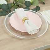 20 Pack Biodegradable Dinner Plates in Blush – Swirl Scalloped Pastel Color Composable