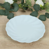 20 Pack Biodegradable Dinner Plates in Light Blue – Swirl Scalloped Pastel Color Composable