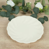 20 Pack Biodegradable Dinner Plates in Cream – Swirl Scalloped Pastel Color Composable