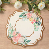 10 Pack White Rose Gold Cardboard Paper Placemats with Peony Flowers Print, Floral Disposable Ta