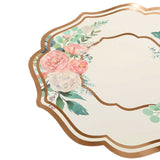 10 Pack White Rose Gold Cardboard Paper Placemats with Peony Flowers Print, Floral Disposable Ta