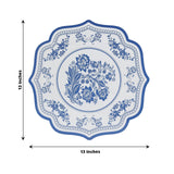 10 Pack White Blue Cardboard Paper Table Mats with French Toile Pattern, 13inch Round