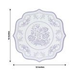 10 Pack White Lavender Cardboard Paper Table Mats with French Toile Pattern, 13inch Lilac